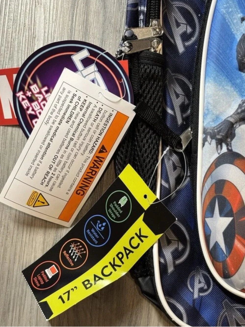 Marvel Blue Kids Avengers Backpack with Red & Green Heroes